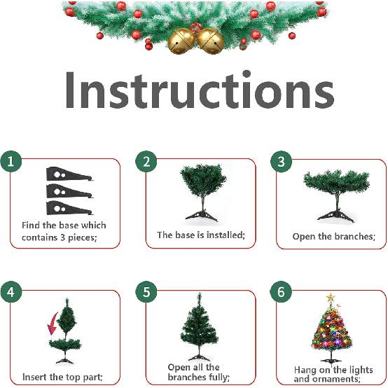 24"/60cm Tabletop Xmas Tree, Artificial Mini Christmas Pine Tree with LED String Lights & Ornaments