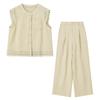 Women's Linen Blend Sleeveless Top & Wide Leg Pants Set