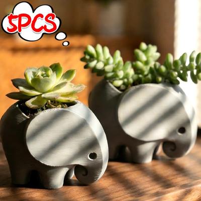 1/5x Elephant-Shaped Flower Pots Decorative Items for Living Room Tv Cabinets Mini Plant Pots Home Office Decoration Supplies