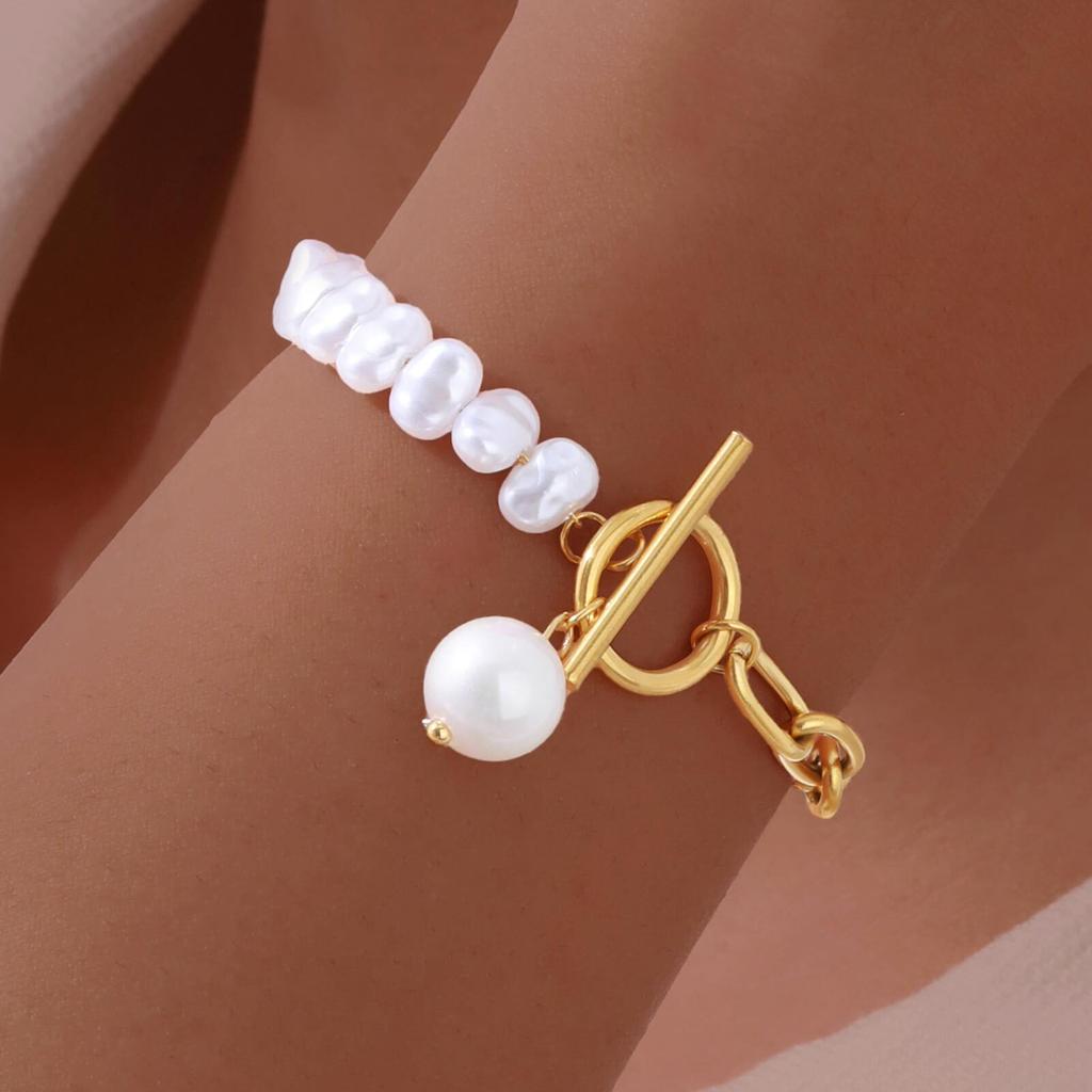 Stainless Steel Jewelry Pearl Pendent Women's Bracelets Gold Color Chain Bracelet Gifts For Mom Girlfriend Valentine's Day