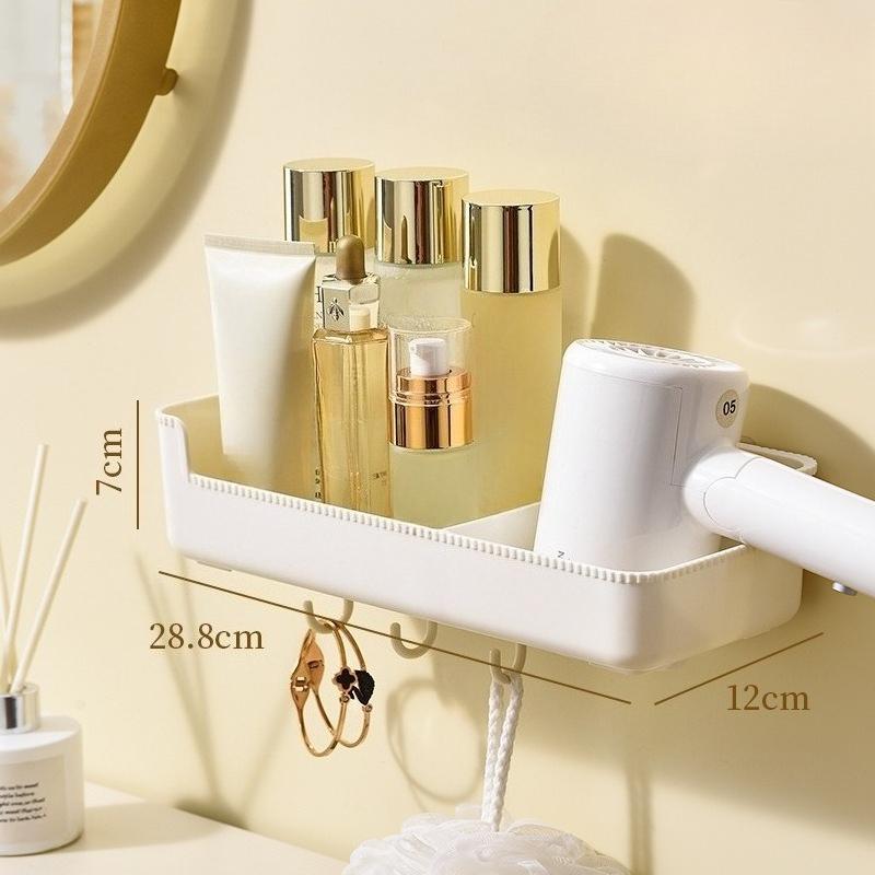 

Non-drilling Bathroom Storage Rack, Bathroom Wall-mounted Storage Box, Home Dormitory Washbasin, Cosmetic Tray Rack Nordic white