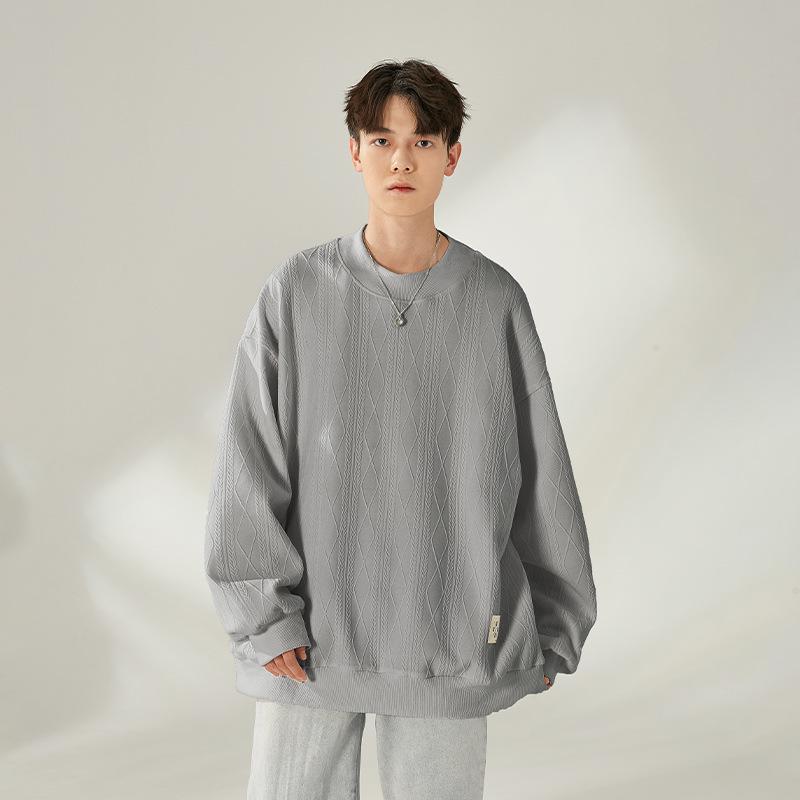 NASA Men's Trendy Long Sleeve Spring/Autumn Hoodie - Plus Size Heavyweight T-Shirt with Velvet, Solid Color, Loose Slit Design.