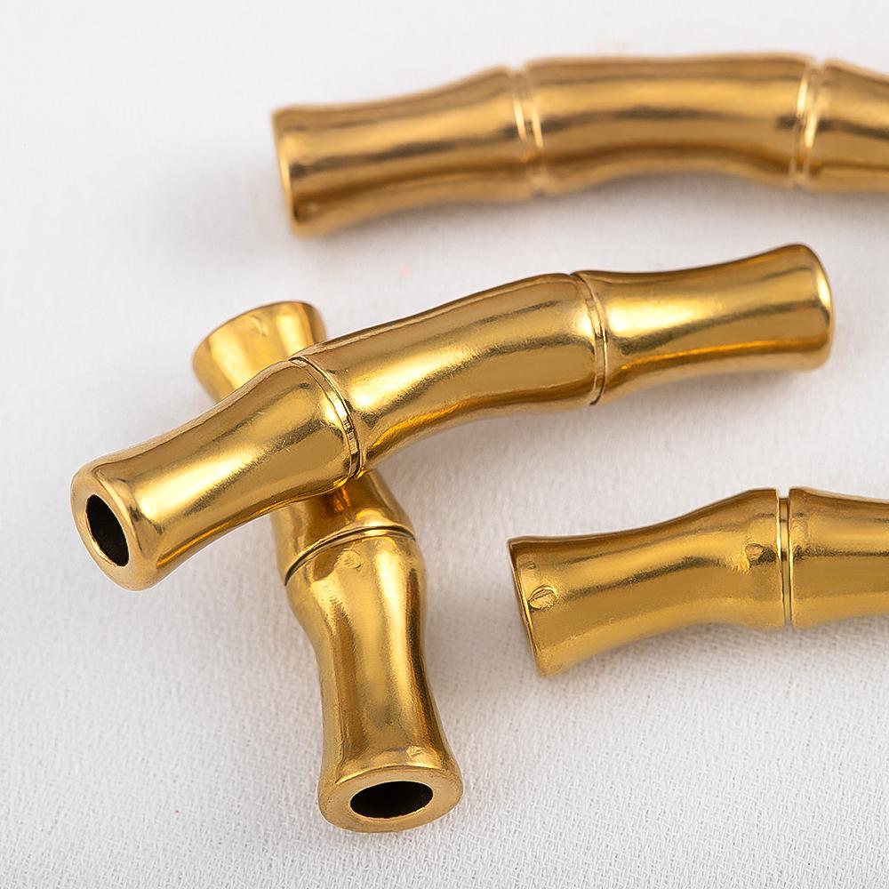 2pcs 5pcs Stainless Steel Connector Curved Slub Tube Jewelry Making Gold Color Straight Beads Bracelet Necklace Jewelry Finding