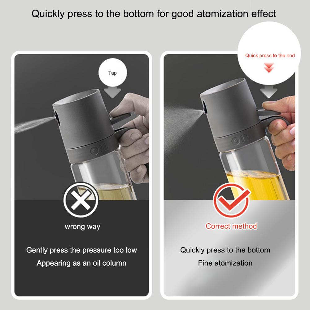 250ML Oil Spray Bottle High Borosilicate Glass Cooking Oil Dispensers Olive Oil Sprayer Mister Bottles for Air Fryer Baking