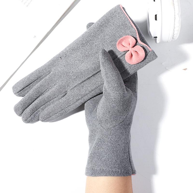 Damskie ciepłe rękawiczki z aksamitnymi, wiatroszczelnymi i antypoślizgowymi rękawiczkami do jazdy na świeżym powietrzu z ekranem dotykowym