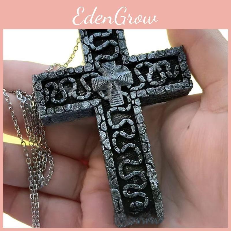 Cross Pendant Retro Necklace Double Layer Geometric Alloy Fashion Jewelry Women