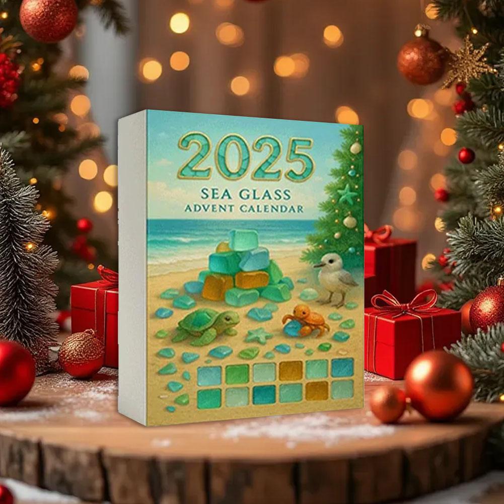 Sea Glass Christmas Tree Advent Calendar,24 Days Of Ocean Themed Holiday Surprises,2D Acrylic Handmade Seaside Christmas Decor,