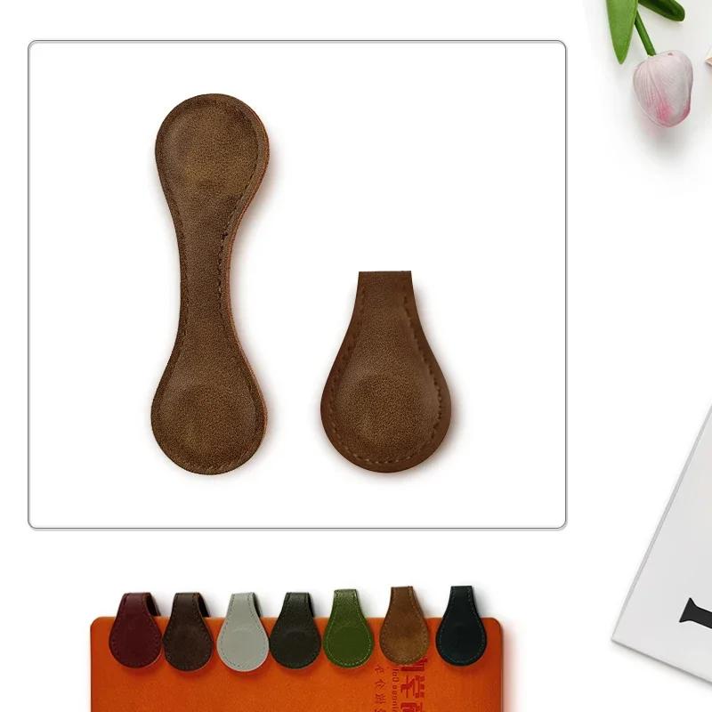 New PU Genuine Leather Magnetic Bookmark Double-sided Magnetic Buckle Notebook Page Pagination Clip Learning Reading Accessories