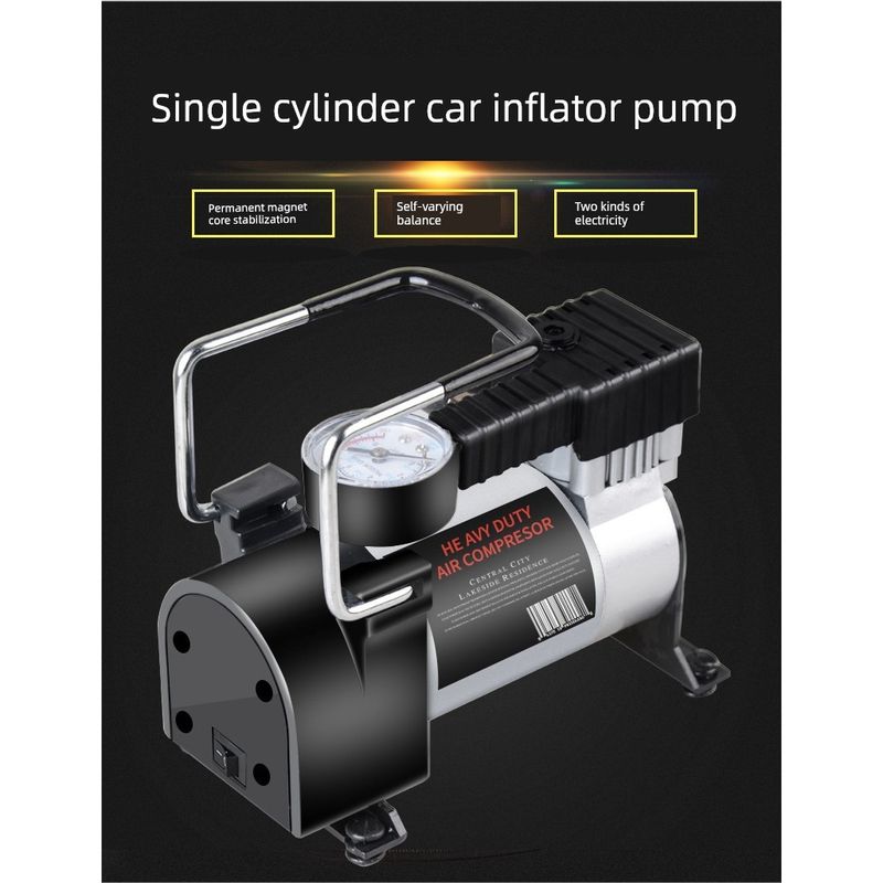 

German Japan Import Technology Vehicle Air Pump Metal Single Cylinder Multifunctional Electric Pump Car Horizontal Bar B-Grade Motorized Single Bar Air Pump