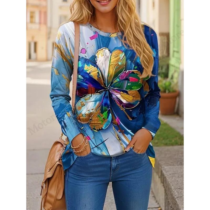 New Cute Cat 3d Print T-Shirt Animal Casual Long Sleeve T-shirt Women's Clothing Fashion Casual Oversized Tops Tees Female