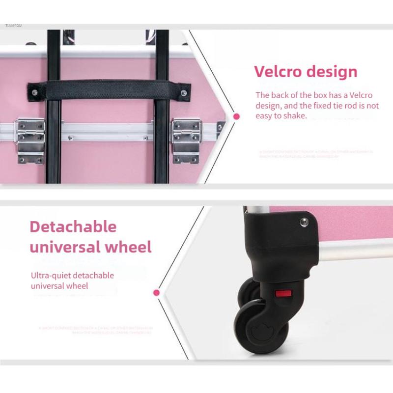 Multi-layer Trolley Box Large Capacity Cosmetic Case Trolley Portable Eyelash Nail Art and Tattoo Embroidery Toolbox
