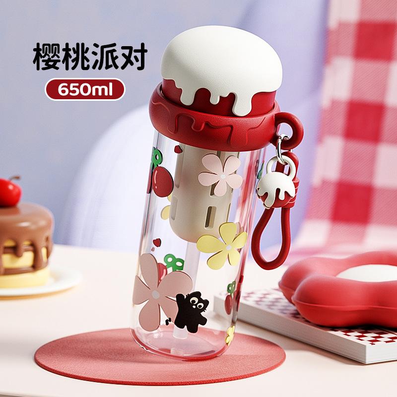 

High-value portable milk coffee cup with tea warehouse, juice cup, straw cup for students 650ML