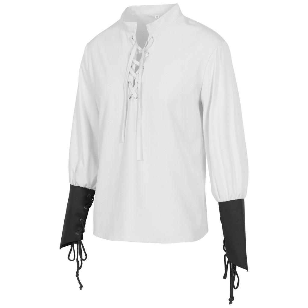 Renaissance Middle Ages Steampunk Cosplay Costume Pirate Shirt Halloween Party