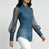 long sleeve oversized denim mesh vintage shirts & blouses for blouse Casual loose spring summer autumn tops women shirt