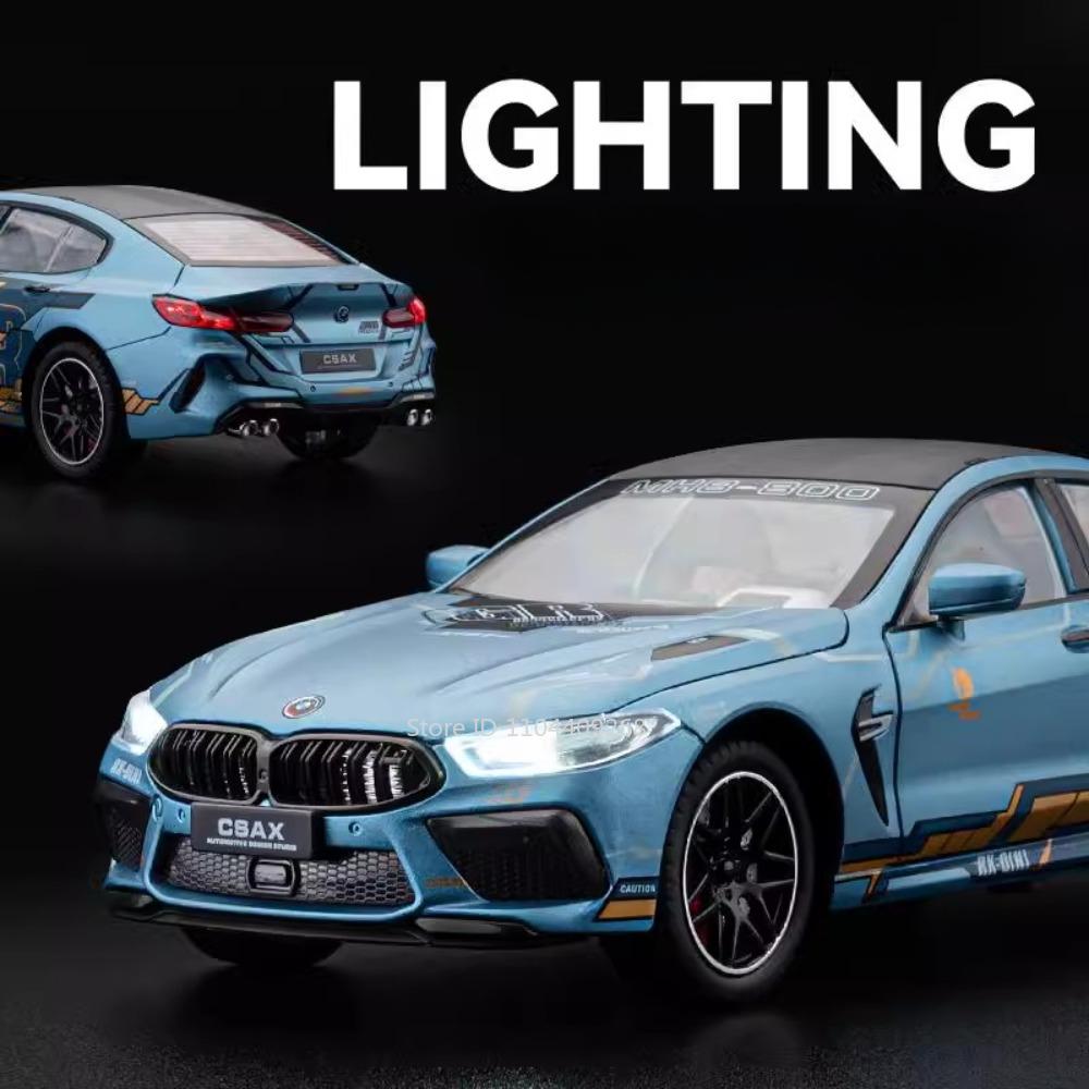 1:24 Scale M8 Supercar Alloy Car Model Toy Sound Light Pull Back Police Cars Metal Die Cast Vehicle Models Boys Birthday Gift