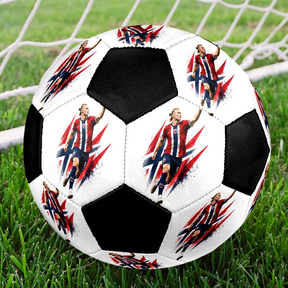 Erling Haaland Soccer Ball Size 5 Colorful Machine Stitched PVC Competition Ready Durable High-Bounce