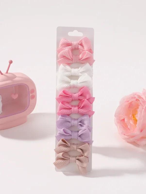 10pcs/set Cute 2'' Solid Ribbon Hair Bows Clip for Women Girls Princess Handmade Mini Bowknot Hairpin Barrette Hair Accessories