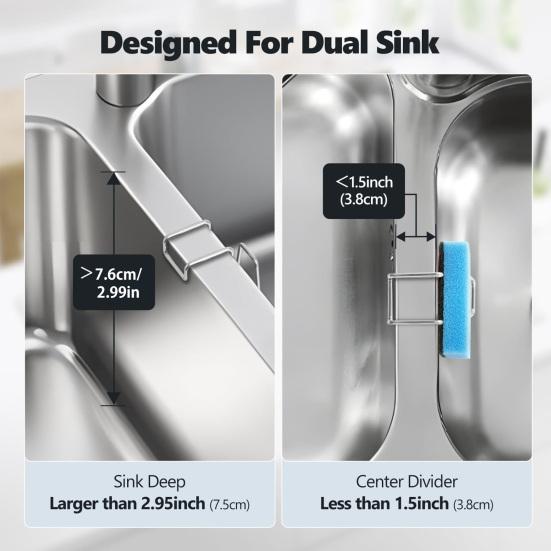 1/2Pcs Sponge Holders Rust-Proof Simple Installation Multipurpose Hanging Sponge Caddy Kitchen Sink Organizer