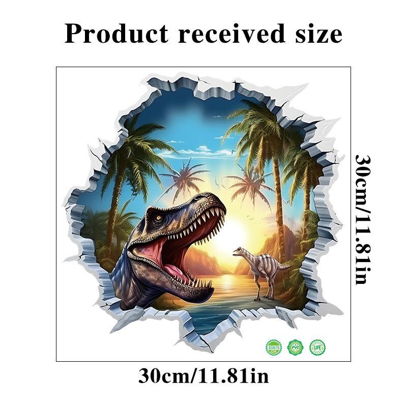 3D Dinosaurier Wandsticker für Kinderzimmer Kindergarten Schlafzimmer Wanddeko Wasserdichte Vinyl Toilettenaufkleber für Mülleimer Kreative Abziehbilder