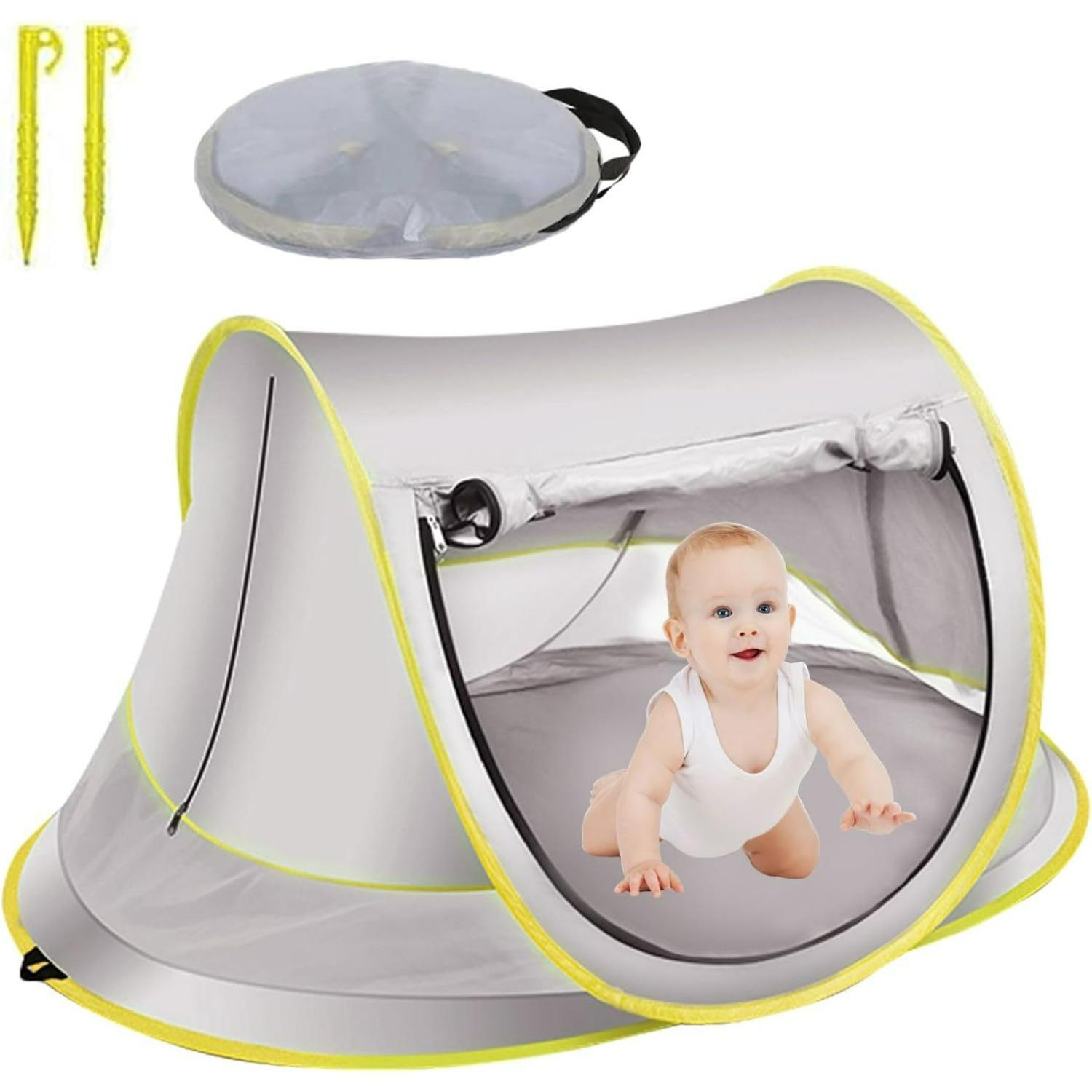 

Pop Up Baby Beach Tent,Sun Shade Tent Portable Lightweight Waterproof UPF 50+ UV Protection,Beach Sun Shelter Foldable with Zipper for Family Beach R