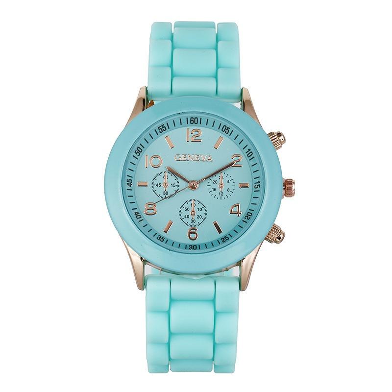 Spot GENEVA Silicone Watch Colored Jelly Student Leisure Watch Three Eyes No Diamond Geneva Watch