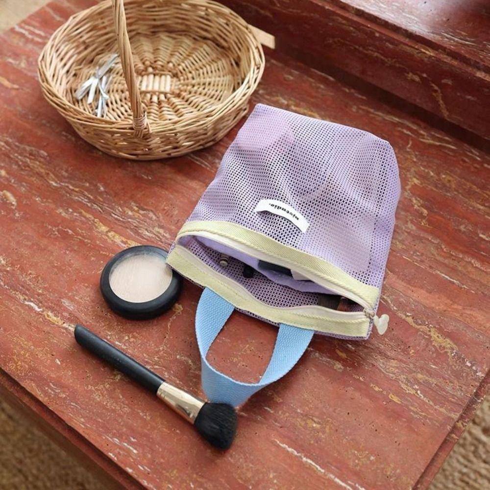Makeup Bag Mesh Cosmetic Bag Large Capacity Washing Handbag Fashion Toiletry Storage Bag  Beach