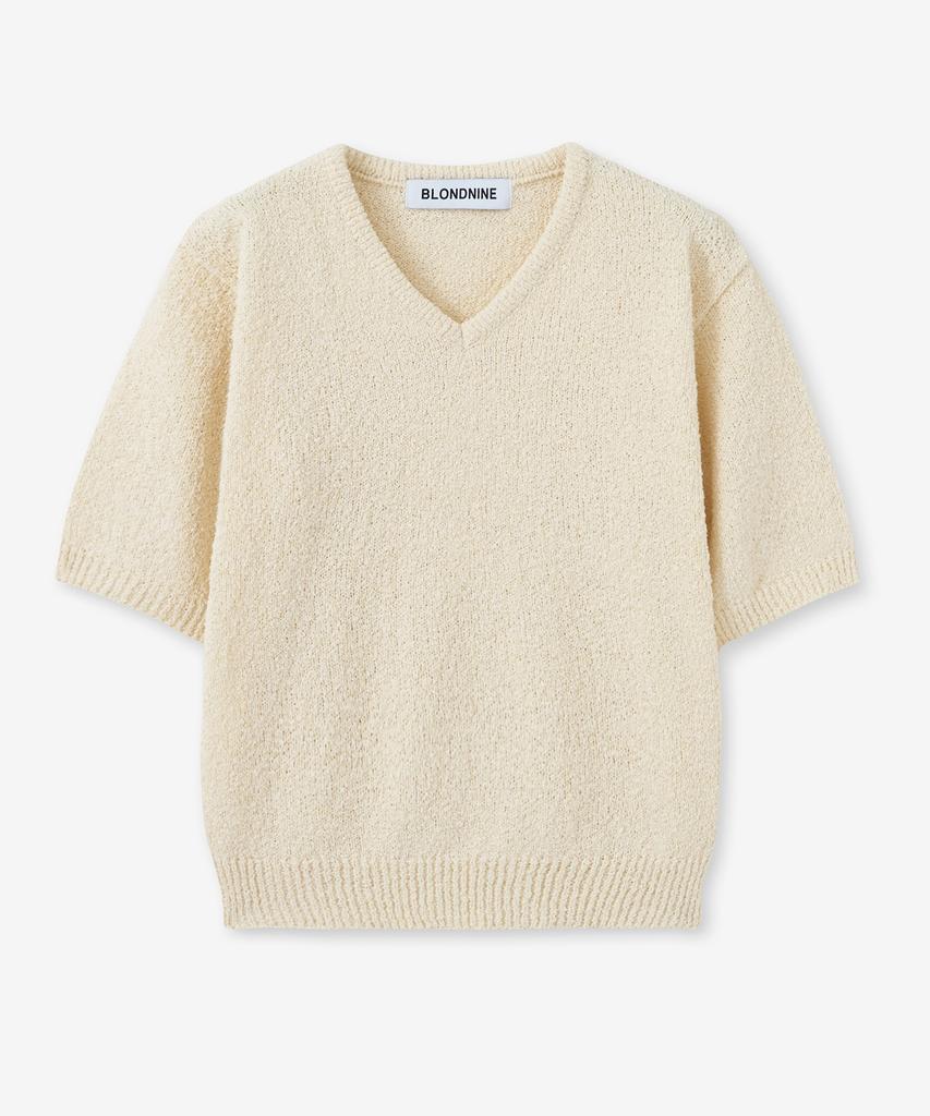 BLOND9 Boucle Short Sleeve V-Neck Knit ( 5 Colors )