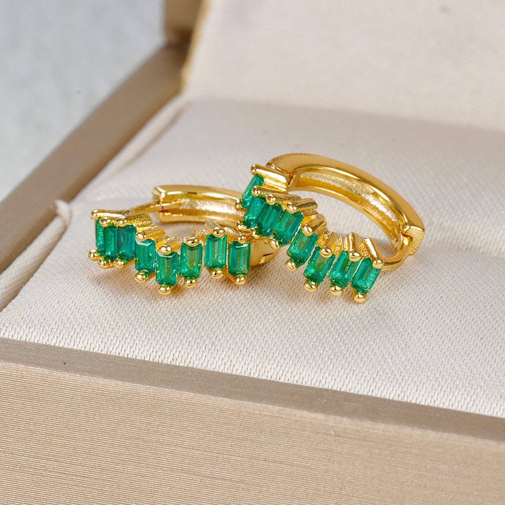 Trendy Gold Plated Round Huggie Hoop Earrings for Women Stainless Steel Colorful Zirocn Piercing Earrings  Fashion Jewelry