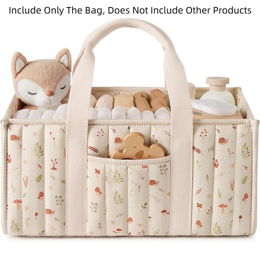 Floral Beige Foldable Mommy Bag Large Capacity Diaper Storage Bag Newborn Essentials Beige Style B