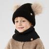 3Pcs/Set Warm Knitted Hats Scarfs Plush Bonnet Gloves Kits Children Scarf Hat Gloves Set Outdoor