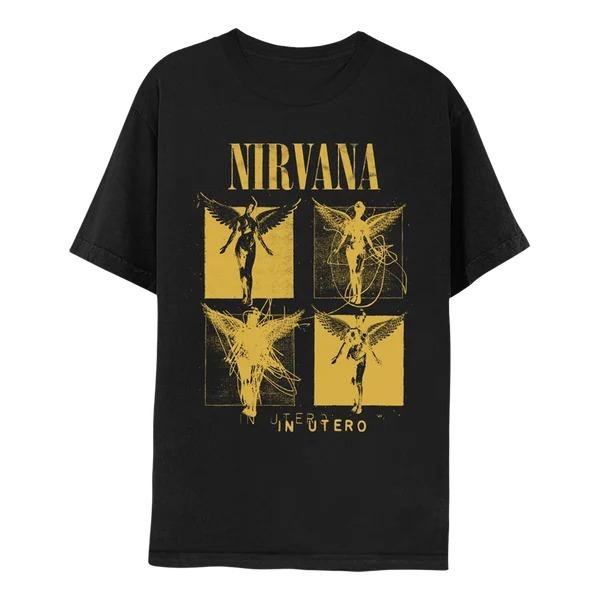 Nirvana Big Logo Classic Smiley Face T-Shirt 90s Grunge Rock Vintage Black Unisex Oversized Black Oversized Women And Men T-shirts