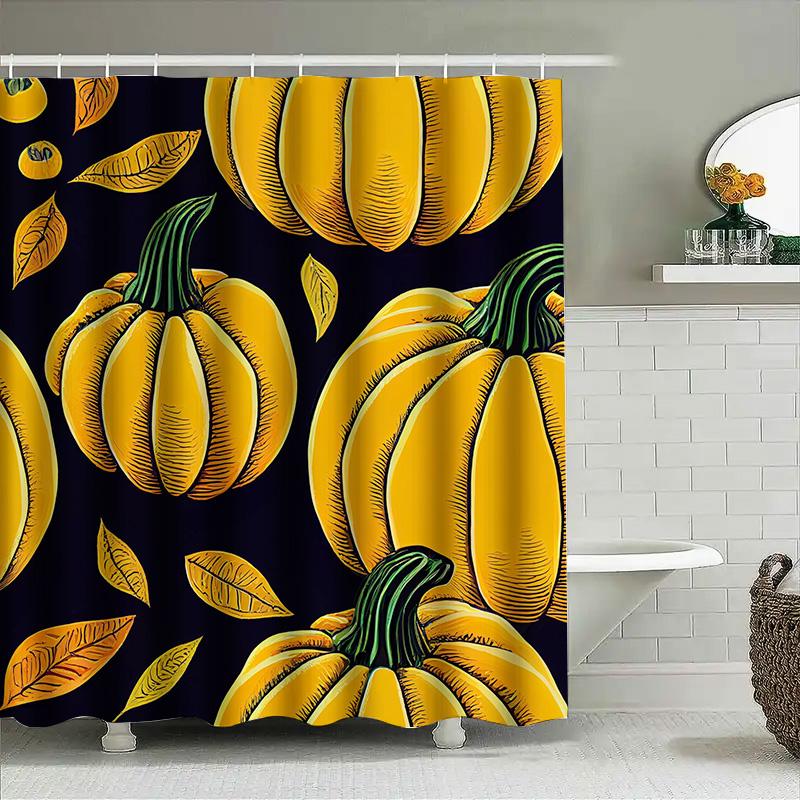 

Tuniu Pumpkin Pattern Shower Curtain Halloween Fall Decor Cute Graphic Design Home Decor W60H190(CM)-1 Pcs