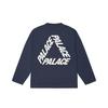 Palace FW24 P3 Long Sleeve Crew Neck T-Shirt With Back Letter Print Unisex Tops Navy-Blue P27LS004