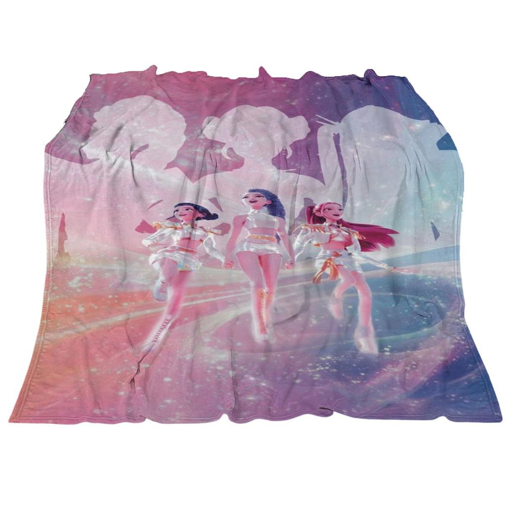 This Cozy Blanket Features A  And  Print Inspired By  Witcher Girls, Showcasing The Characters In Action.