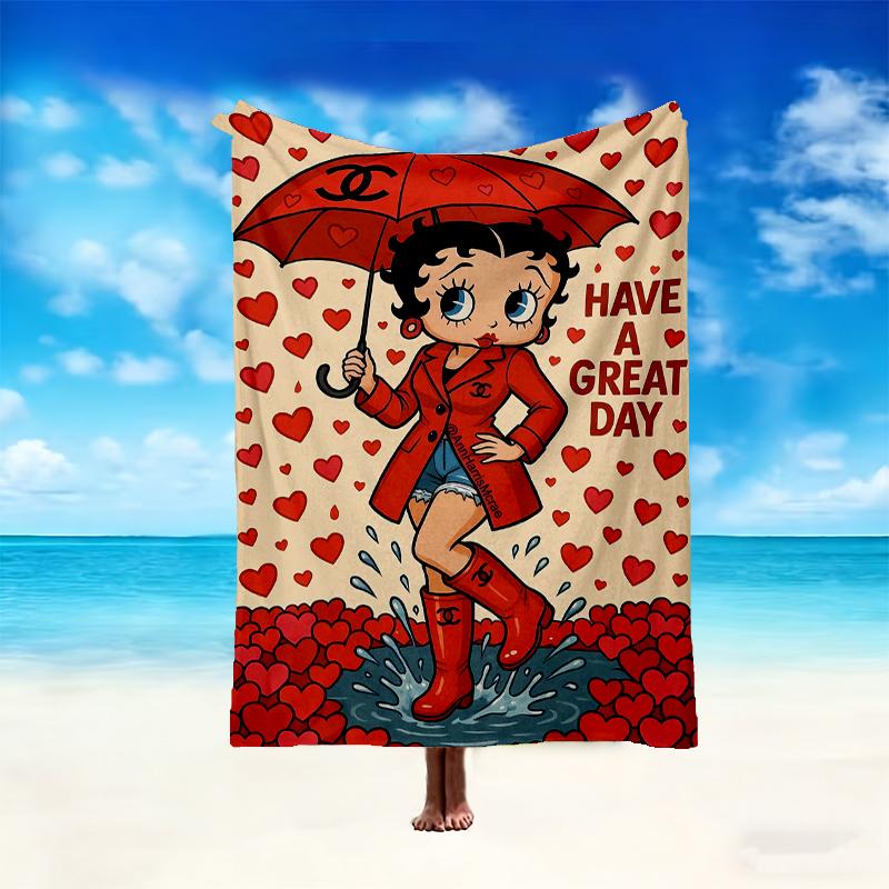 1pc Cozy Print Blanket, Betty Boop Blanket Appropriate for Home Picnic and Travel Adventures