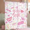 Kids Positive Quotes Shower Curtain Pink Neon Cute Funny Abstract Graffiti Girls Girly Teens You are Artwork Cloth  Waterproof