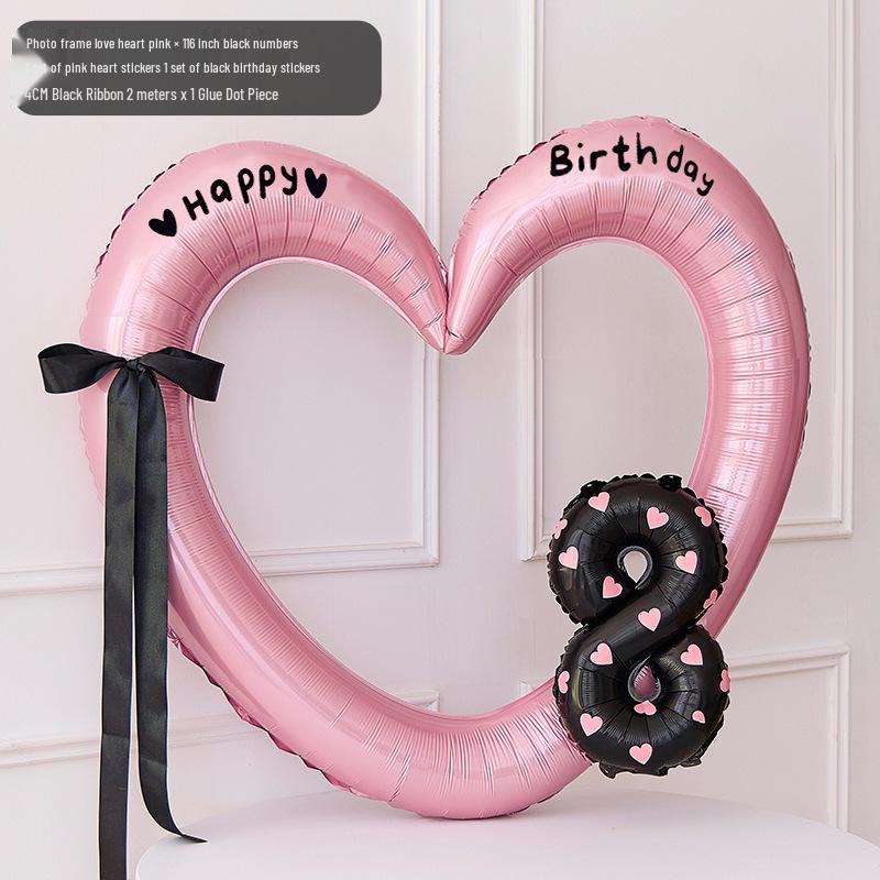 40-inch Pink Heart Balloon with Bow & Number for First Birthday Decoration