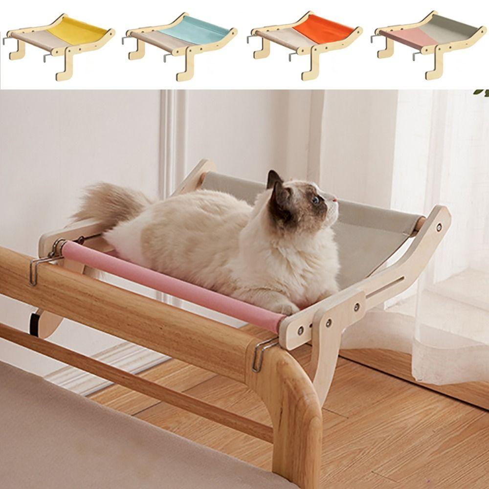 Wooden Hanging Cat Lounge Bed Detachable Cat Basking Platform Cat Nest Beds  Four-Season