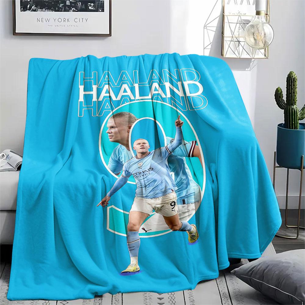 Erling Haaland Printed Flannel Blanket, Soft Throw for Bedroom Sofa, Washable,soccer Fan Merchandise, Great Gift.