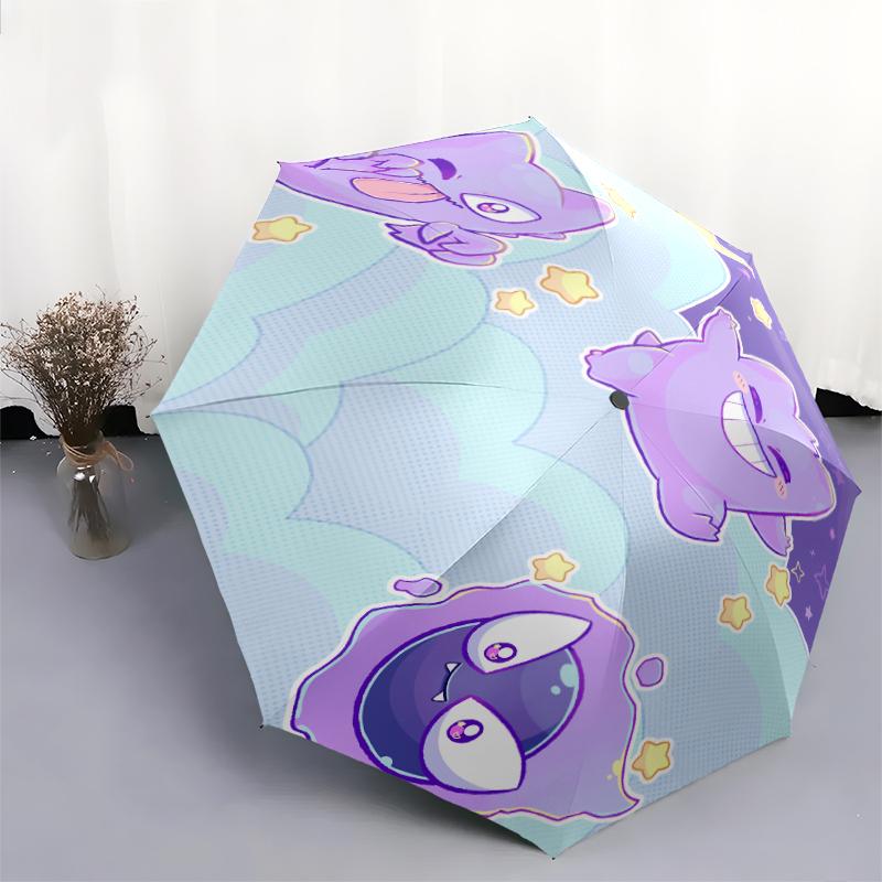 Gengar Pattern, Automatic Folding Umbrella, Portable and Foldable Design, 8 Ribs, a Christmas or Birthday Gift.