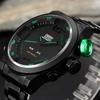 Men's Watch Analog Digital Display 3ATM Waterproof Stainless Steel LED Calendar Quartz Casual Business Fashion Accessory Black