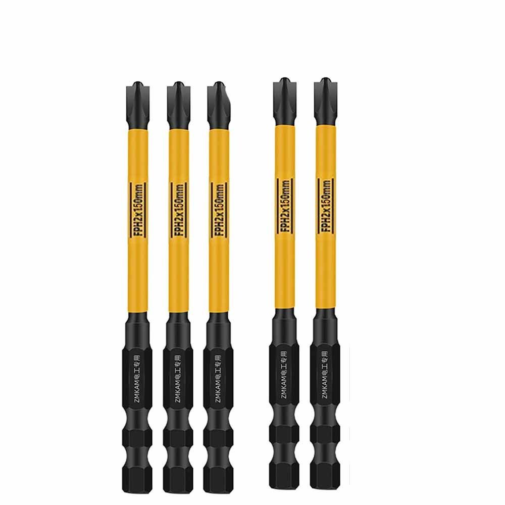 5pcs Non-slip Slotted Cross Screwdriver Bit Impact PH2 Screwdriver Bits Disassembly Tool