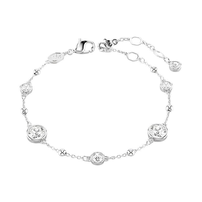 Swarovski Imber Round Crystal Trim Crystal, Rhodium Plated Bracelet Women s Silver 5696079