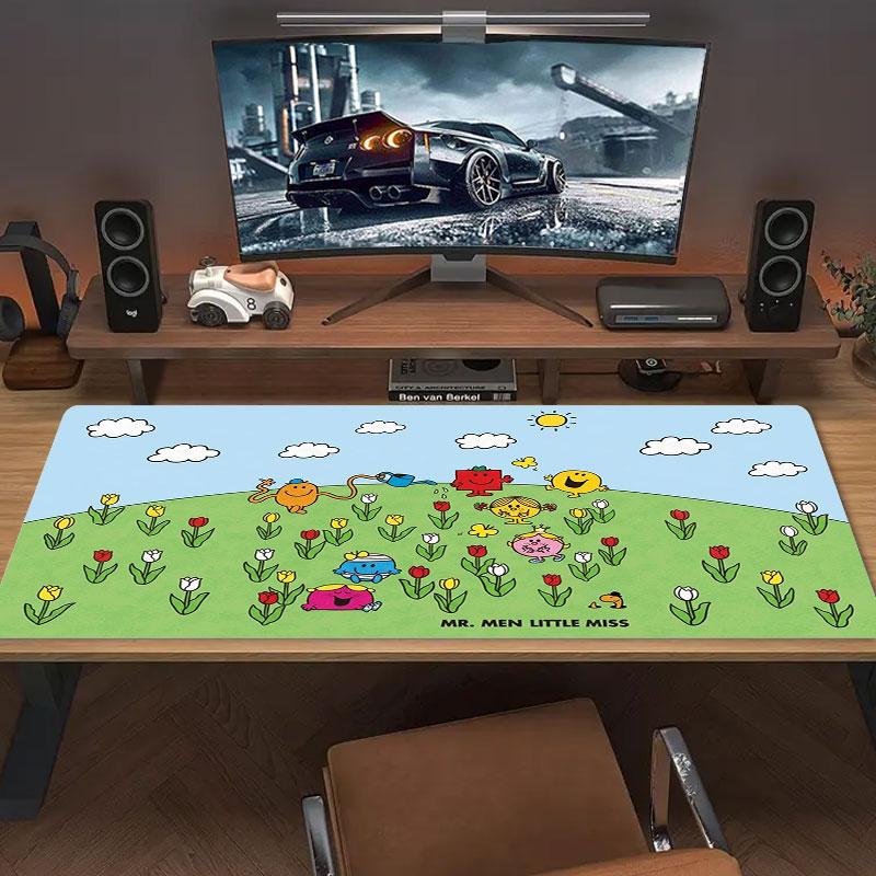 Mr. Men Little Miss Large Size Mouse Pad Large Gaming Table Cushion Non-slip Laptop Tablet Big Mousepad XXL Mat Mini PC Playmat With Lock edge