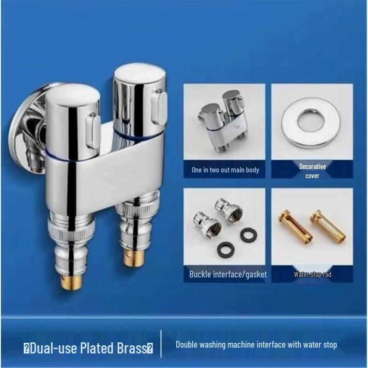 Válvula de Ângulo de Fluxo Grande de Controle Duplo: Torneira para Máquina de Lavar e Vaso Sanitário com 2 Saídas