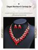 Retro Crystal Gem Necklace & Earring Set - Women's Fashion Accessories