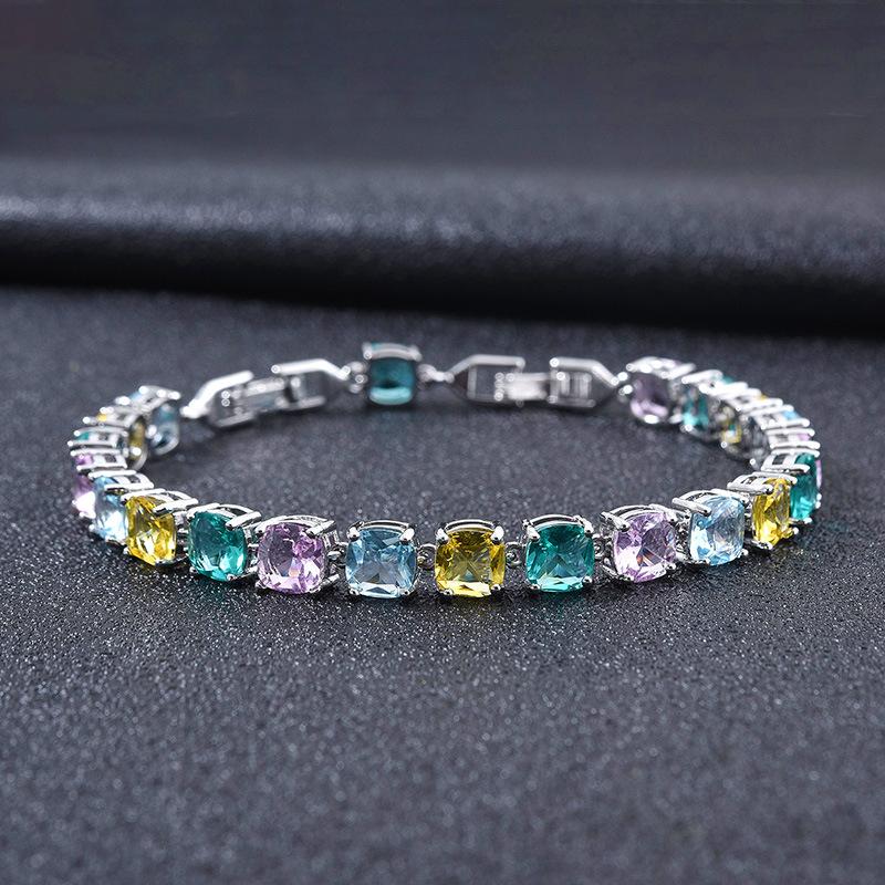 Bracelet Kaidimei Couleur Zircon Carré Femme Bijoux Haut de Gamme Multicolore