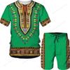 Elegant stil afrikanske totem-trykte t-skjortesett for menn i plussstørrelse menn Etnisk primitiv tribal-trykt treningsdrakt tradisjonelle klær