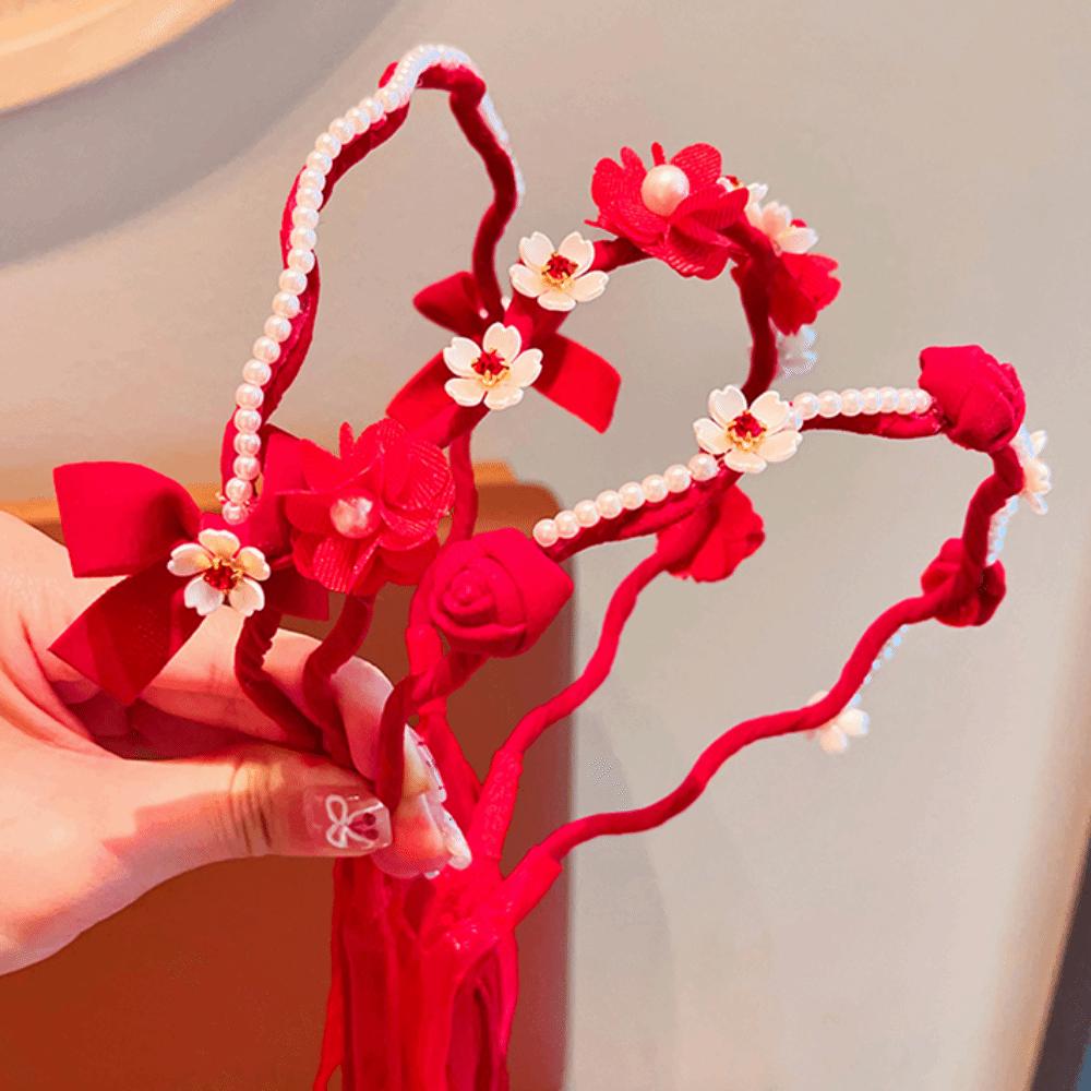 Tassel Chinese Style Headband Plush Ball New Year Hair hoop Elegant Ancient Headwear  Wedding