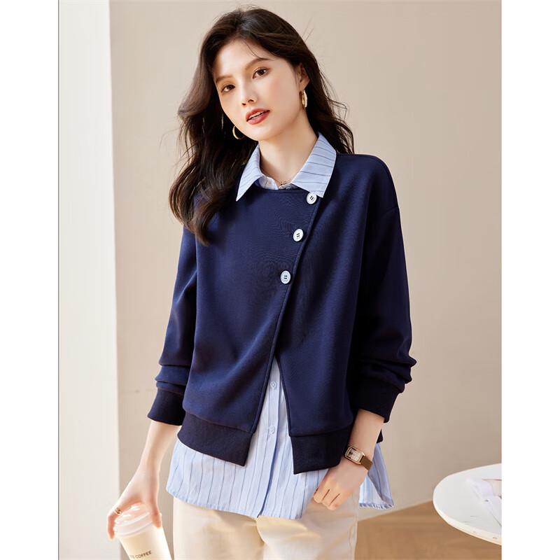 

Женский свитшот с лацканом, сшитый из двух частей XL